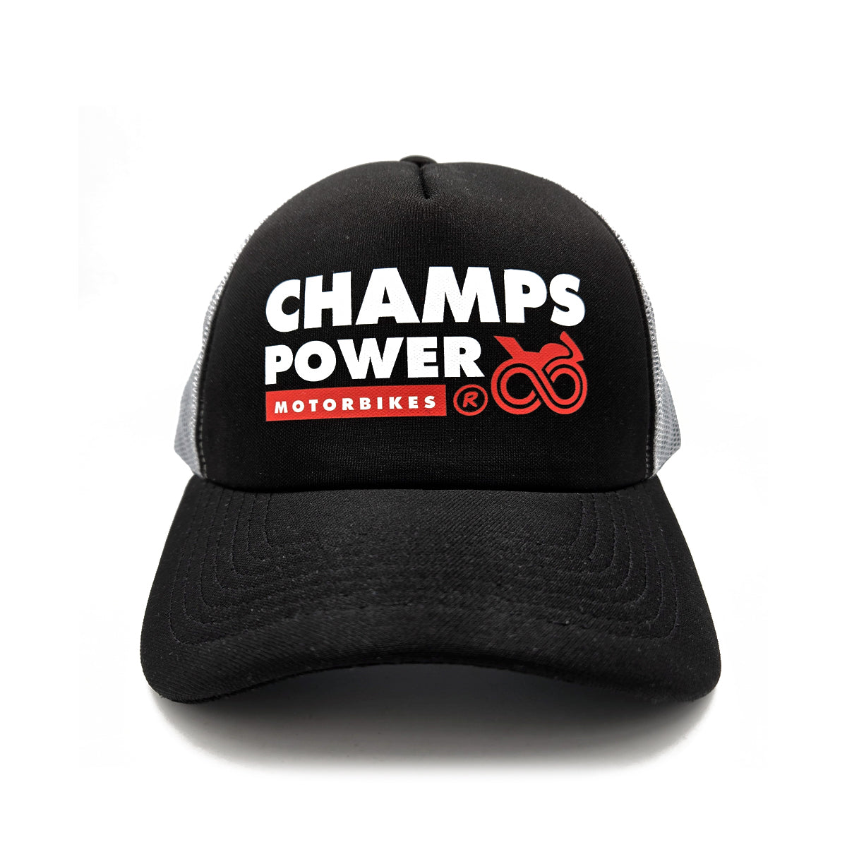 GORRA PREMIUM CHAMPS POWER MOTORBIKES 2025 BLACK & GREY