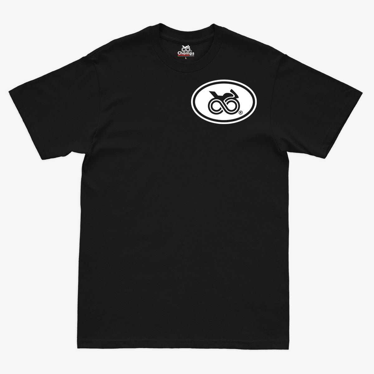 CAMISETA PREMIUM CHAMPS POWER WHITE BASIC OVAL BLACK