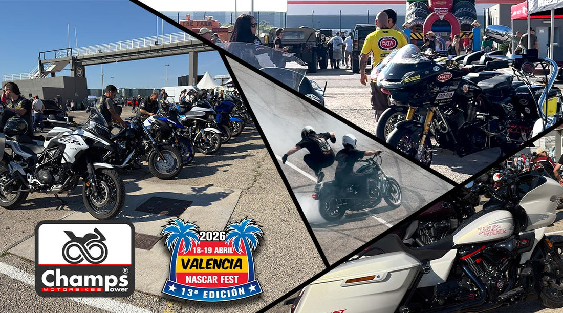 Motos americanas y universo Bagger con presencia de CHAMPS POWER en el Valencia NASCAR Fest