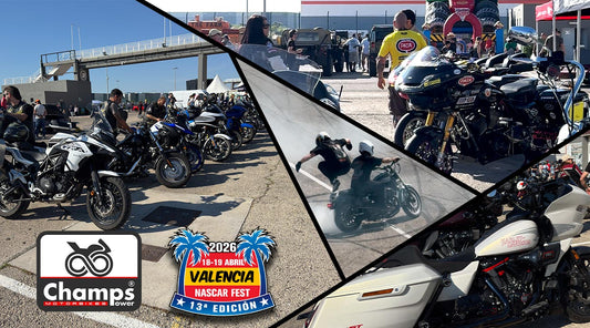 Motos americanas y universo Bagger con presencia de CHAMPS POWER en el Valencia NASCAR Fest