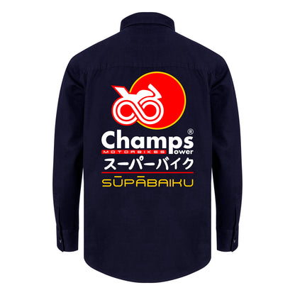 Vista trasera de CAMISA PREMIUM CHAMPS POWER SUPABAIKU NAVY BLUE