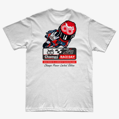 Vista trasera de CAMISETA PREMIUM CHAMPS POWER RACE DAY LIMITED EDITION WHITE