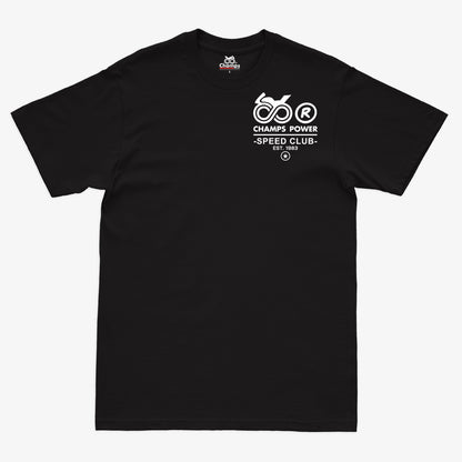 Vista frontal de CAMISETA PREMIUM CHAMPS POWER SPEED CLUB BLACK