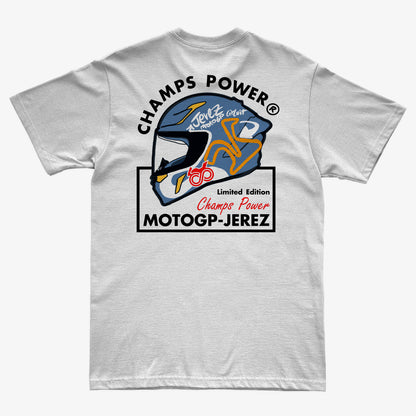 Vista trasera de CAMISETA PREMIUM CHAMPS POWER MOTOGP JEREZ LIMITED EDITION WHITE