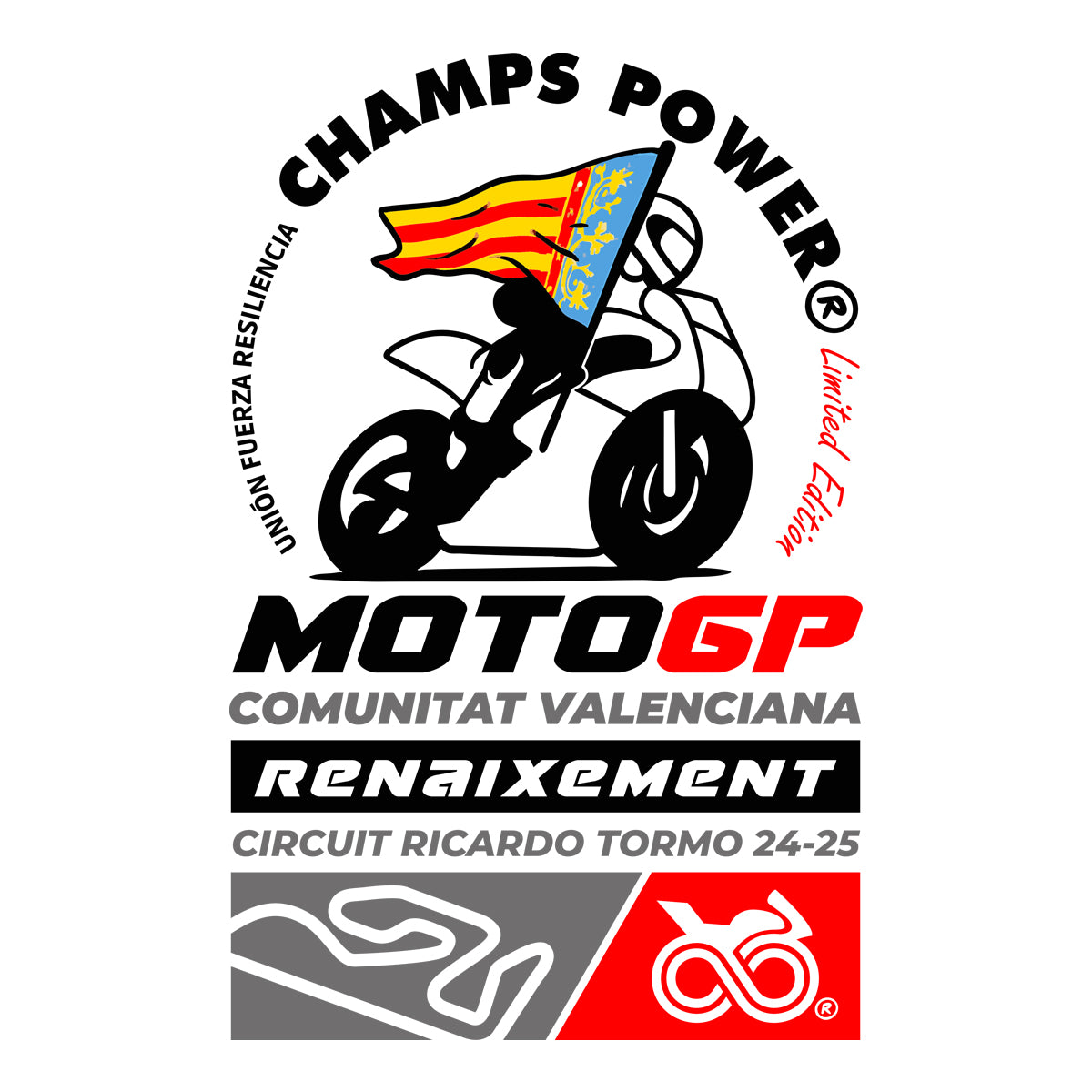 CAMISETA PREMIUM CHAMPS POWER RENAIXEMENT MOTOGP 24/25 VALENCIA LIMITED EDITION